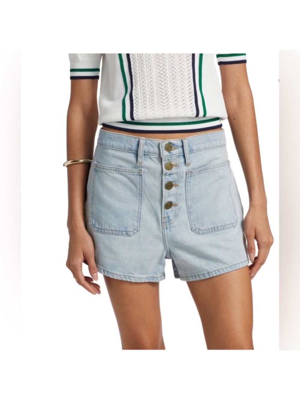 Frame Le Bardot Exposed Button
Denim Shorts size 28